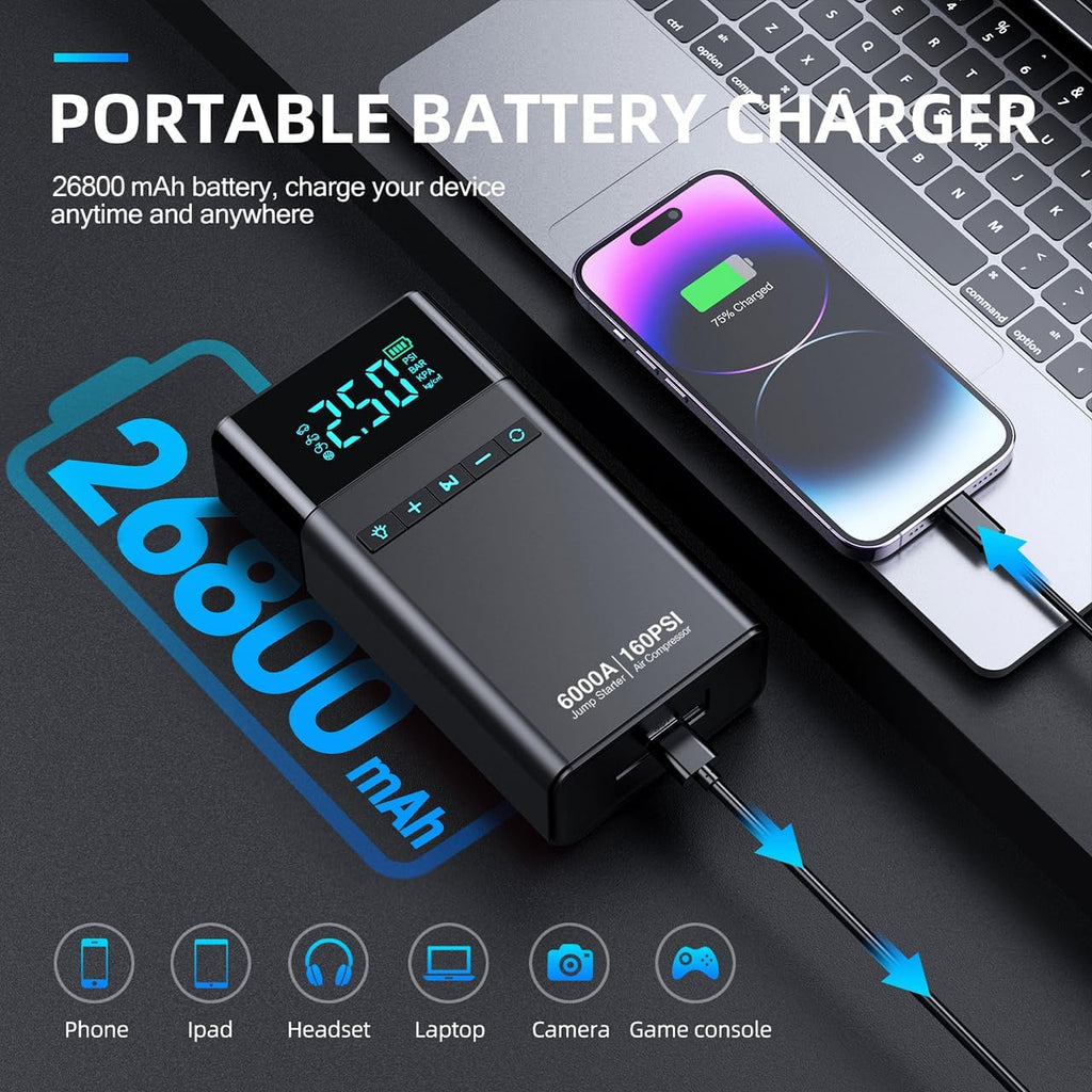 10-in-1 Portable Car Battery Jump Starter