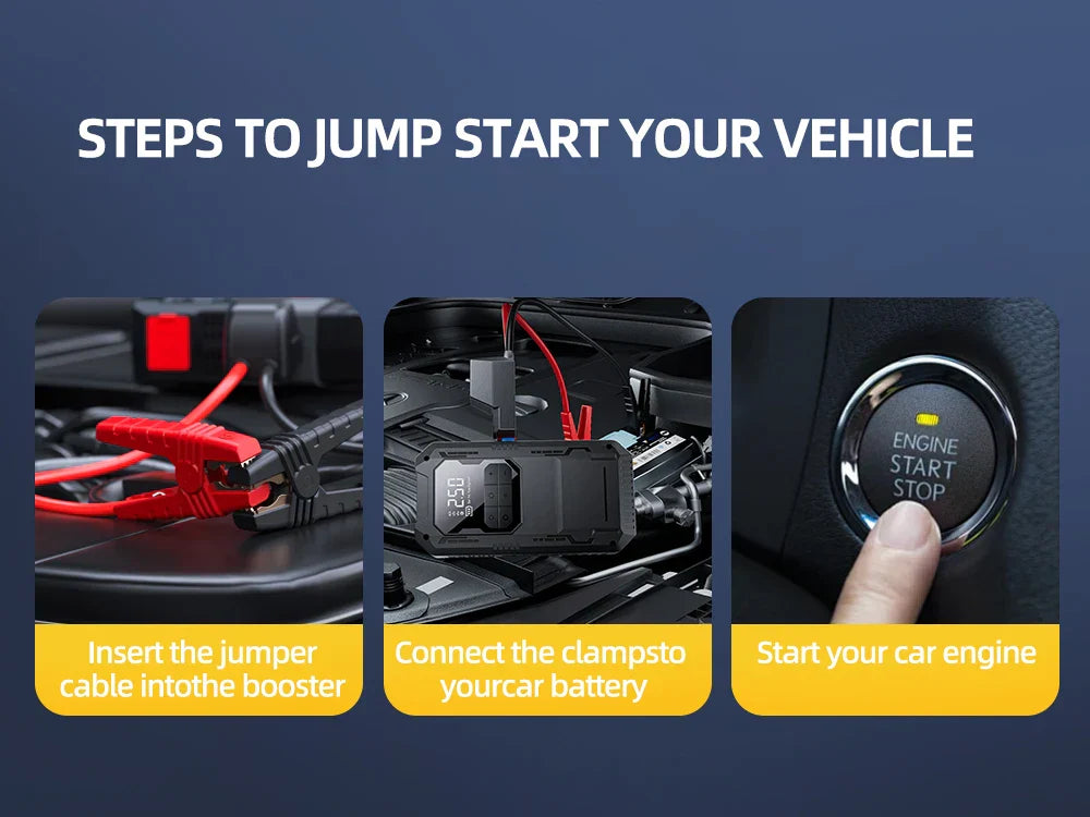 Heavy-Duty 4-in-1 Car Jump Starter with Air Pump and Power Bank